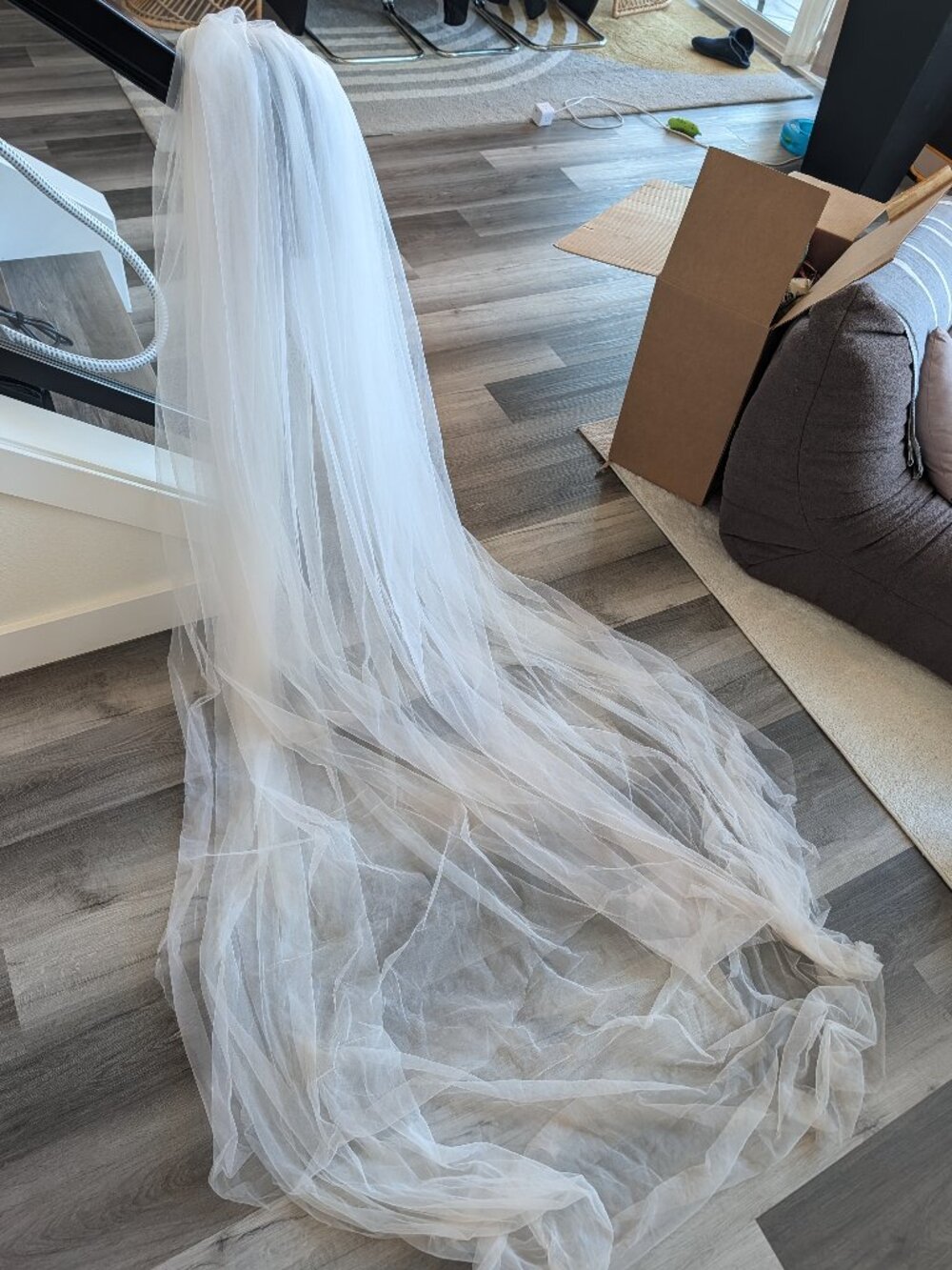 Two tier champagne / ivory ombre cathedral tulle bridal veil
